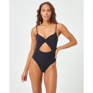 L*Space Women's Black Kyslee Twisted Cutout One-Piece Swimsuit XL NWOT